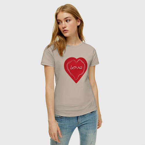 Женская футболка Сердце тонкая геометрия / Миндальный – фото 3