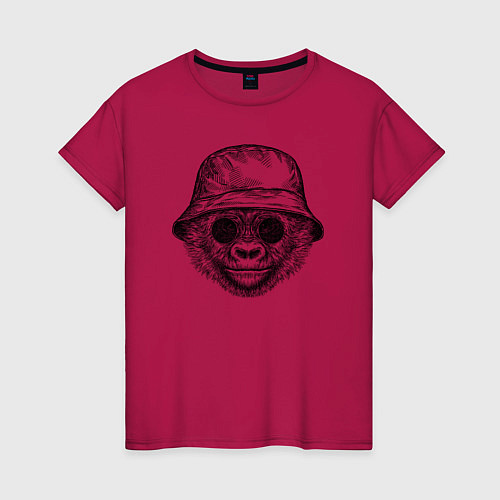 Женская футболка Стильный детеныш гориллы / Маджента – фото 1