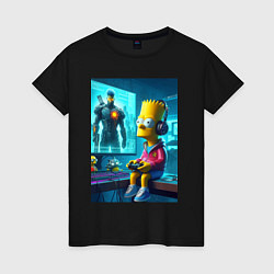 Женская футболка Bart Simpson is an avid gamer