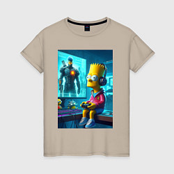 Женская футболка Bart Simpson is an avid gamer