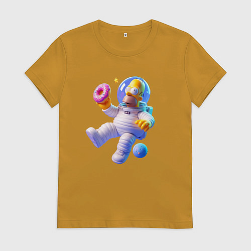 Женская футболка Гомер Симпсон в открытом космосе / Горчичный – фото 1