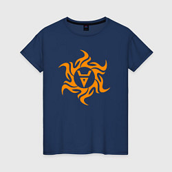 Футболка хлопковая женская Символ славянского велеса, цвет: тёмно-синий