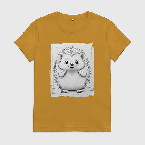 Женская футболка Пухлый ежик / Горчичный – фото 1