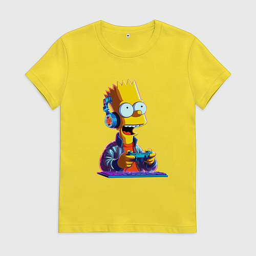 Женская футболка Bart is an avid gamer / Желтый – фото 1