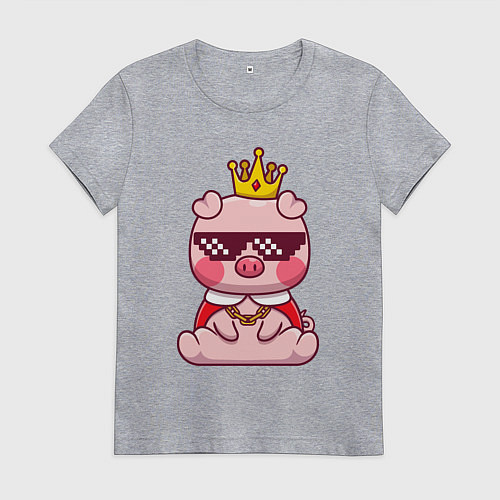 Женская футболка Царь поросёнок / Меланж – фото 1