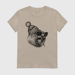 Женская футболка Орущий суслик-хипстер