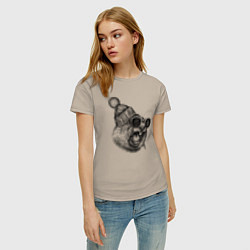 Футболка хлопковая женская Орущий суслик-хипстер, цвет: миндальный — фото 2