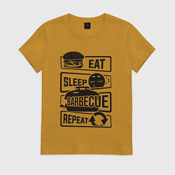 Женская футболка Есть спать барбекю