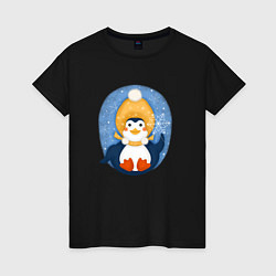 Женская футболка Пингвин со снежинкой