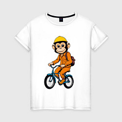 Женская футболка Обезьяна на велосипеде