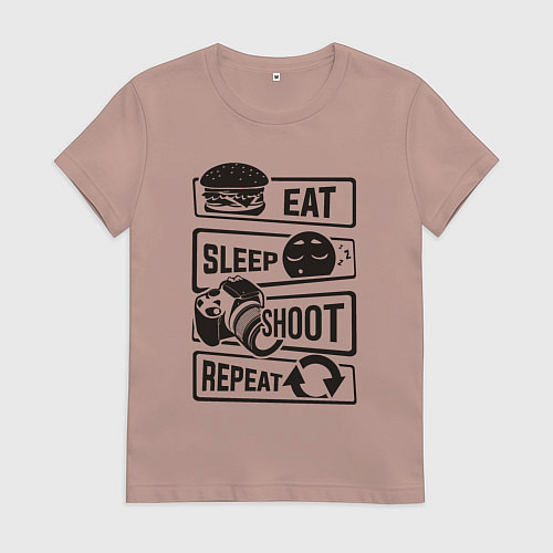 Женская футболка Есть спать фото / Пыльно-розовый – фото 1