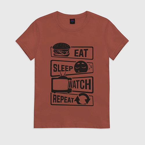 Женская футболка Есть спать телик / Кирпичный – фото 1