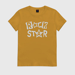 Футболка хлопковая женская Rock stars, цвет: горчичный