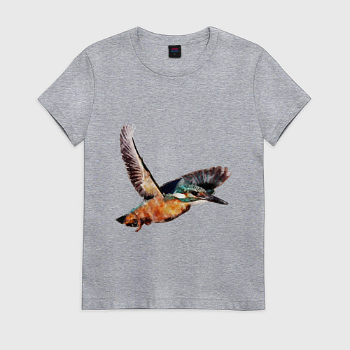 Женская футболка Птицы зимородок в полете / Меланж – фото 1