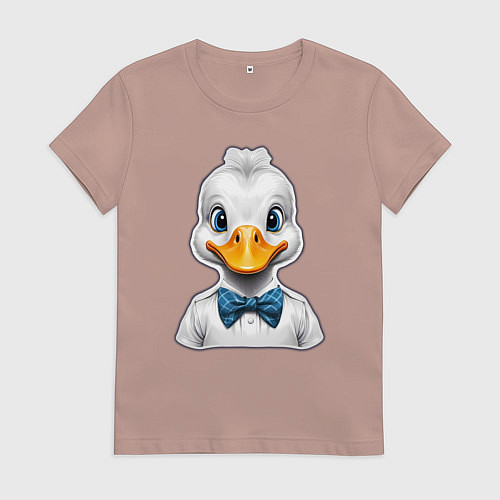 Женская футболка Портрет утенок в бабочке / Пыльно-розовый – фото 1