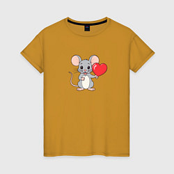 Женская футболка Мышка с сердечком в руках
