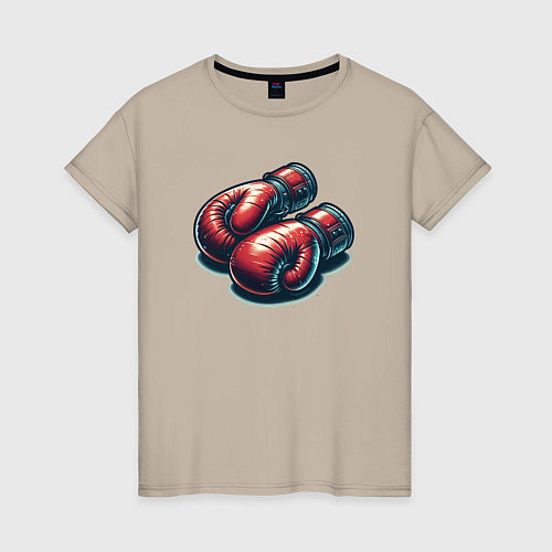 Женская футболка Боксерские перчатки - иллюстрация / Миндальный – фото 1