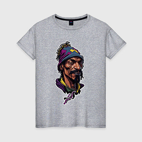 Женская футболка Snoop dogg head / Меланж – фото 1