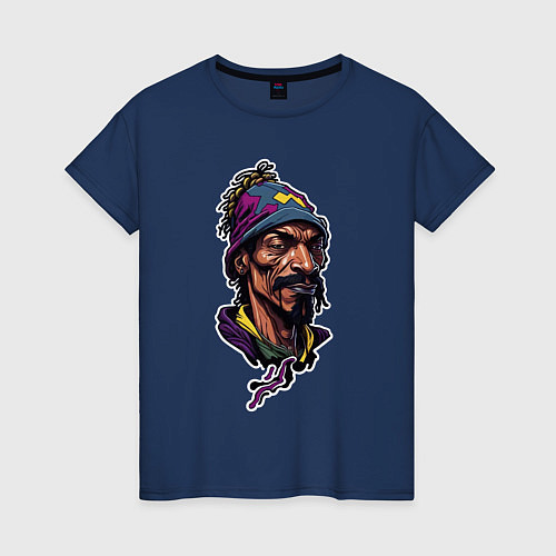 Женская футболка Snoop dogg head / Тёмно-синий – фото 1
