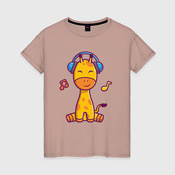 Женская футболка Музыкальный жирафик