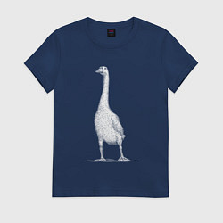 Футболка хлопковая женская Белый гусак, цвет: тёмно-синий