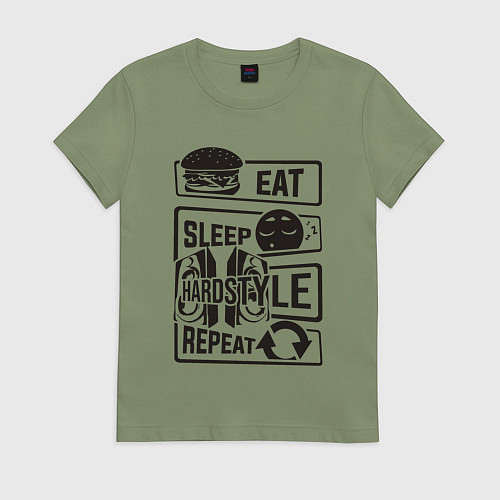 Женская футболка Eat sleep hardstyle / Авокадо – фото 1