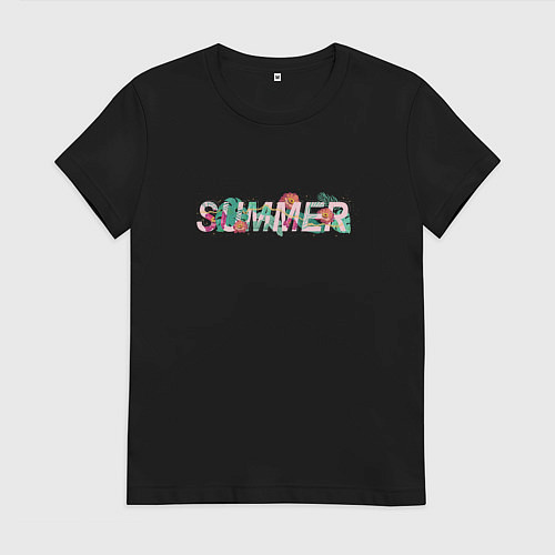 Женская футболка Summer and flowers / Черный – фото 1