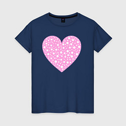 Женская футболка Розовое сердце в белых точках