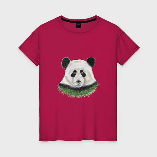 Женская футболка Медведь панда / Маджента – фото 1