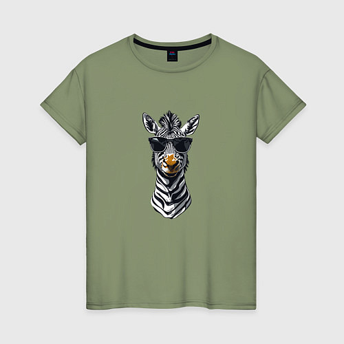 Женская футболка Зебра в солнечных очках / Авокадо – фото 1