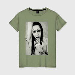 Женская футболка Marilyn Manson black and white