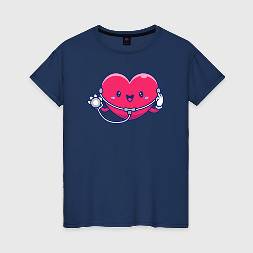 Женская футболка Сердечко медика / Тёмно-синий – фото 1