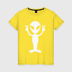 Футболка хлопковая женская Peace alien, цвет: желтый