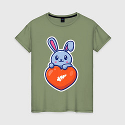 Женская футболка Кролик и сердечко