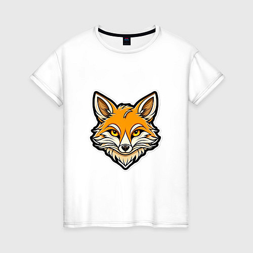 Женская футболка Стикер голова лисы - нейросеть / Белый – фото 1