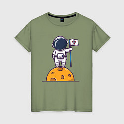 Женская футболка Космонавтик на луне