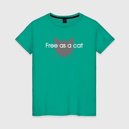 Женская футболка Free as a cat / Зеленый – фото 1