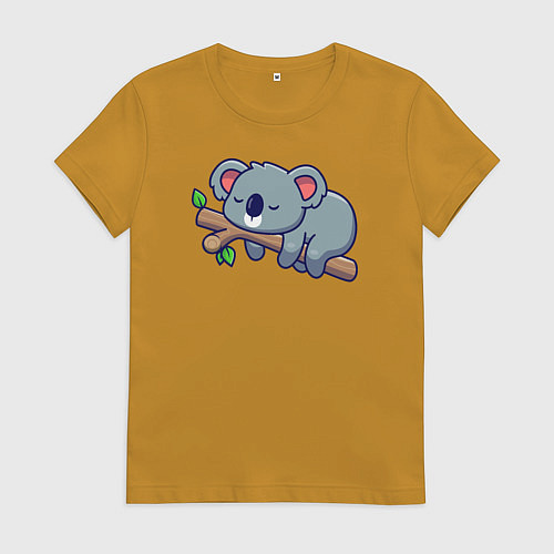 Женская футболка Коала на ветке / Горчичный – фото 1
