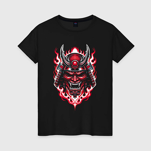 Женская футболка Samurai mask demon / Черный – фото 1