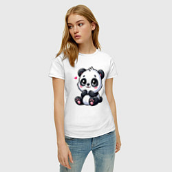 Футболка хлопковая женская Забавная маленькая панда, цвет: белый — фото 2