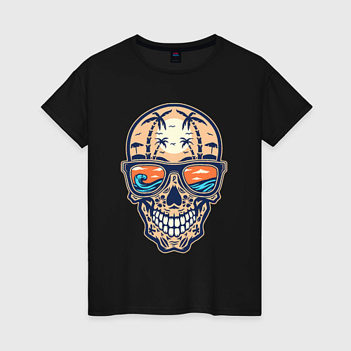 Женская футболка Summer skull / Черный – фото 1