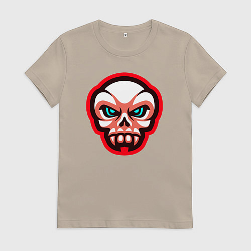 Женская футболка Клыкастый череп / Миндальный – фото 1