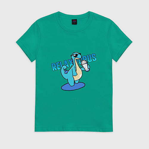 Женская футболка Релаксаурус за работой Palworld / Зеленый – фото 1