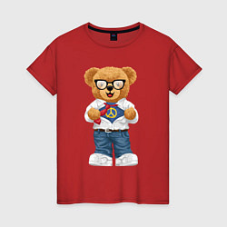Женская футболка Плюшевый медведь супергерой