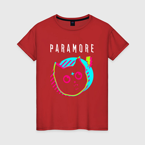 Женская футболка Paramore rock star cat / Красный – фото 1