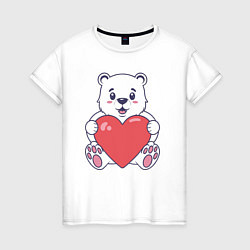 Женская футболка Белый медведь с сердцем