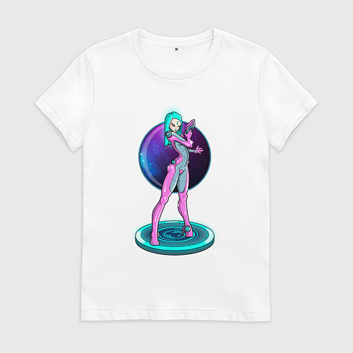 Женская футболка Cyber girl pink / Белый – фото 1