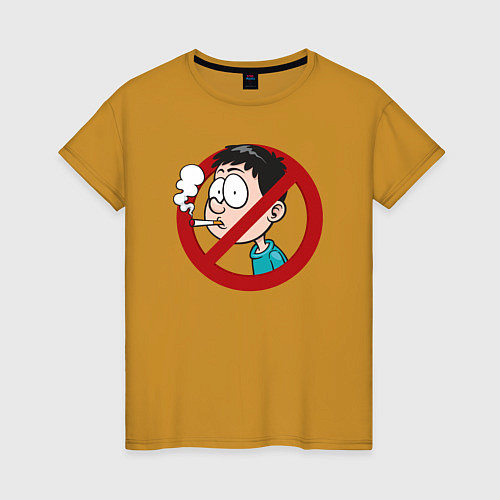 Женская футболка No smoking boy / Горчичный – фото 1