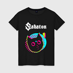 Женская футболка Sabaton rock star cat