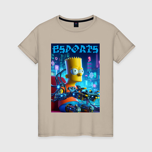 Женская футболка Cyber Bart Simpson - esport / Миндальный – фото 1